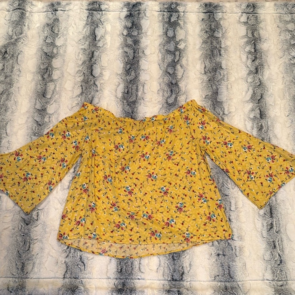 Papermoon Yellow off the shoulder Blouse with 3/4 Sleeves